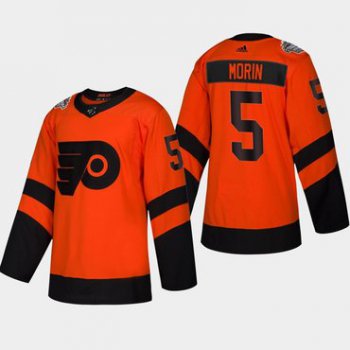Men's #5 Samuel Morin Flyers Coors Light 2019 Stadium Series Orange Authentic Jersey