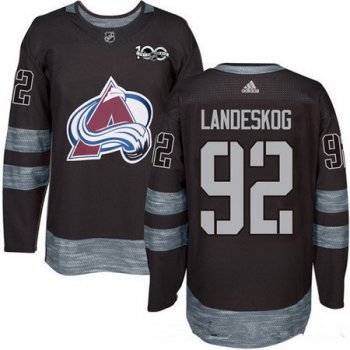Men's Colorado Avalanche #92 Gabriel Landeskog Black 100th Anniversary Stitched NHL 2017 adidas Hockey Jersey