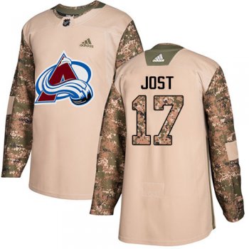 Adidas Avalanche #17 Tyson Jost Camo Authentic 2017 Veterans Day Stitched NHL Jersey