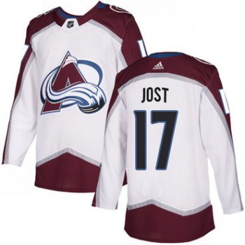Adidas Colorado Avalanche #17 Tyson Jost White Away Authentic Stitched NHL Jersey