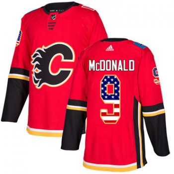 Adidas Flames #9 Lanny McDonald Red Home Authentic USA Flag Stitched NHL Jersey