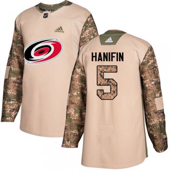 Adidas Hurricanes #5 Noah Hanifin Camo Authentic 2017 Veterans Day Stitched NHL Jersey