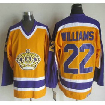 Men's Los Angeles Kings #22 Tiger Williams 1980-81 Yellow CCM Vintage Throwback Jersey