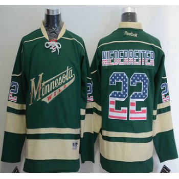 Men's Minnesota Wild #22 Nino Niederreiter Reebok Green Alternate NHL USA Flag Fashion Jersey