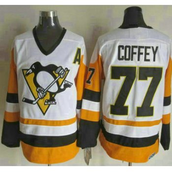 Men's Pittsburgh Penguins #77 Paul Coffey 1988-89 White CCM Vintage Throwback Jersey