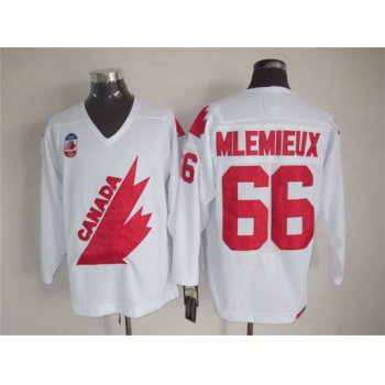 Men's Team Canada #66 Mario Lemieux 1991 Olympic White CCM Vintage Throwback Jersey