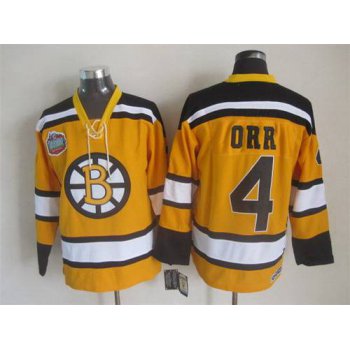 Men's Boston Bruins #4 Bobby Orr 2009-10 Yellow CCM Vintage Throwback Jersey