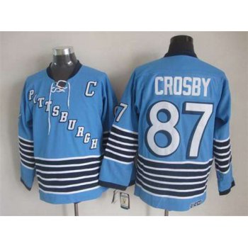 Men's Pittsburgh Penguins #87 Sidney Crosby 1967-68 Light Blue CCM Vintage Throwback Jersey