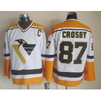 Men's Pittsburgh Penguins #87 Sidney Crosby 1992-93 White CCM Vintage Throwback Jersey