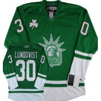 New York Rangers #30 Henrik Lundqvist St. Patrick's Day Green Jersey
