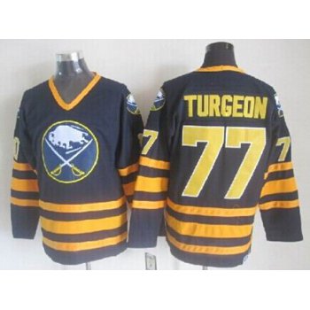 Buffalo Sabres #77 Pierre Turgeon Navy Blue Throwback CCM Jersey