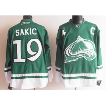 Colorado Avalanche #19 Joe Sakic St. Patrick's Day Green Jersey