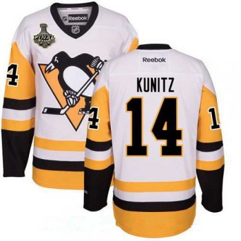 Men's Pittsburgh Penguins #14 Chris Kunitz White Third 2017 Stanley Cup Finals Patch Stitched NHL Reebok Hockey Jersey