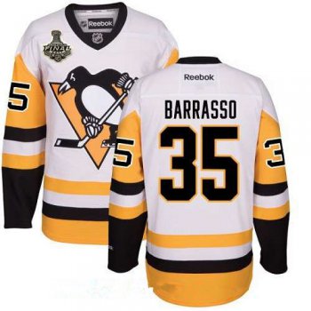 Men's Pittsburgh Penguins #35 Tom Barrasso White Third 2017 Stanley Cup Finals Patch Stitched NHL Reebok Hockey Jersey