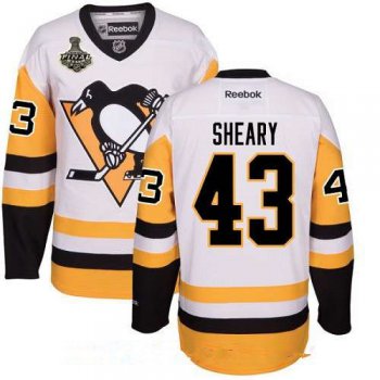 Men's Pittsburgh Penguins #43 Conor Sheary White Third 2017 Stanley Cup Finals Patch Stitched NHL Reebok Hockey Jersey