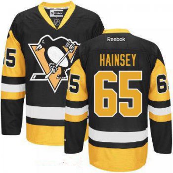 Men's Pittsburgh Penguins #65 Ron Hainsey Black Third Stitched NHL Reebok Hockey Jersey