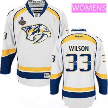 Women's Nashville Predators #33 Colin Wilson White 2017 Stanley Cup Finals Patch Stitched NHL Reebok Hockey Jersey