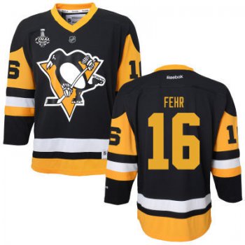 Women's Pittsburgh Penguins #16 Eric Fehr Black With Yellow 2017 Stanley Cup NHL Finals Patch Jersey
