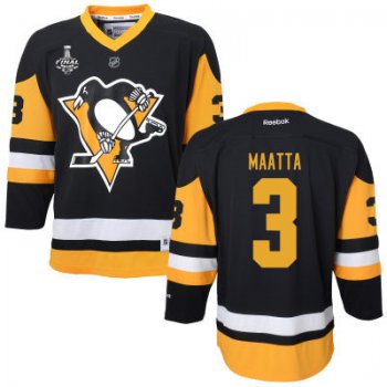 Women's Pittsburgh Penguins #3 Olli Maatta Black With Yellow 2017 Stanley Cup NHL Finals Patch Jersey