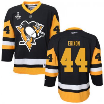 Women's Pittsburgh Penguins #44 Tim Erixon Black With Yellow 2017 Stanley Cup NHL Finals Patch Jersey