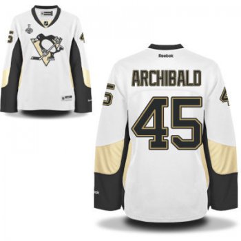 Women's Pittsburgh Penguins #45 Josh Archibald White Road 2017 Stanley Cup NHL Finals Patch Jersey