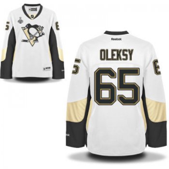 Women's Pittsburgh Penguins #65 Steve Oleksy White Road 2017 Stanley Cup NHL Finals Patch Jersey