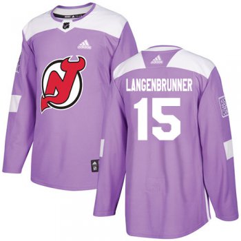 Adidas Devils #15 Langenbrunner Purple Authentic Fights Cancer Stitched NHL Jersey
