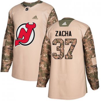 Adidas Devils #37 Pavel Zacha Camo Authentic 2017 Veterans Day Stitched NHL Jersey