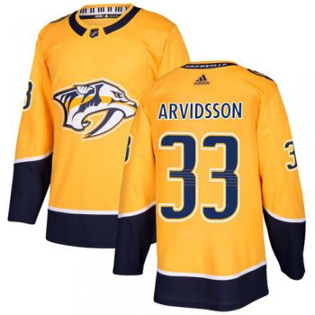 Adidas Predators #33 Viktor Arvidsson Yellow Home Authentic Stitched NHL Jersey