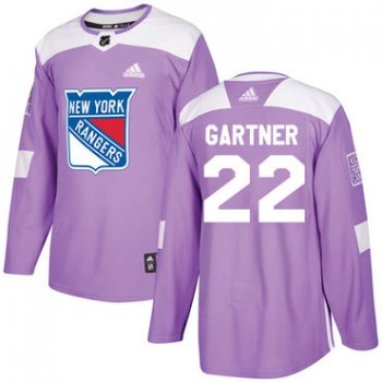 Adidas Rangers #22 Mike Gartner Purple Authentic Fights Cancer Stitched NHL Jersey
