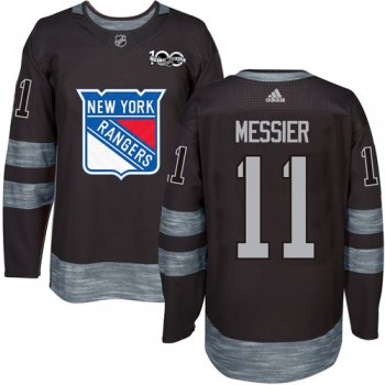 Men's York Rangers #11 Mark Messier Black 1917-2017 100th Anniversary Stitched NHL Jersey