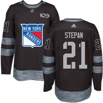 Men's York Rangers #21 Derek Stepan Black 1917-2017 100th Anniversary Stitched NHL Jersey