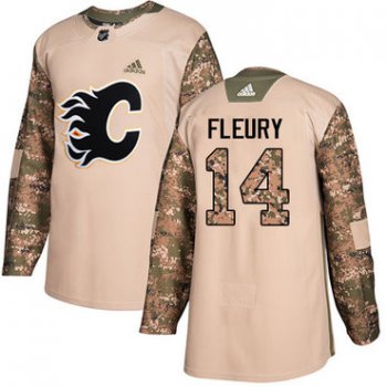 Adidas Flames #14 Theoren Fleury Camo Authentic 2017 Veterans Day Stitched NHL Jersey