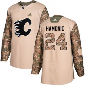 Adidas Flames #24 Travis Hamonic Camo Authentic 2017 Veterans Day Stitched NHL Jersey