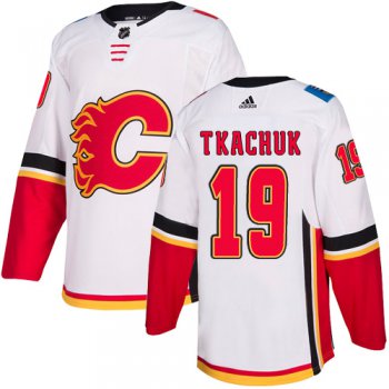 Men's Adidas Calgary Flames #19 Matthew Tkachuk White Away Authentic NHL Jersey