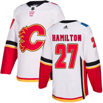 Men's Adidas Calgary Flames #27 Dougie Hamilto White Away Authentic NHL Jersey