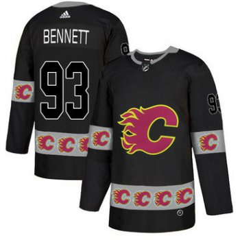 Men's Calgary Flames #93 Sam Bennett Black Team Logos Fashion Adidas Jersey