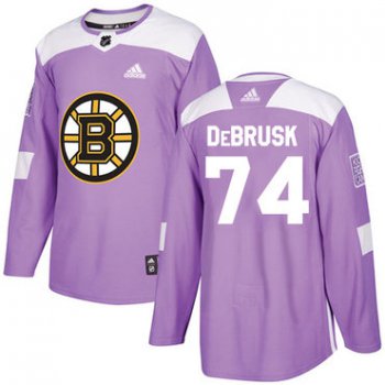 Adidas Bruins #74 Jake DeBrusk Purple Authentic Fights Cancer Stitched NHL Jersey