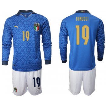 Men 2021 European Cup Italy home Long sleeve 19 soccer jerseys
