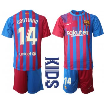 Youth 2021-2022 Club Barcelona home red 14 Nike Soccer Jerseys1