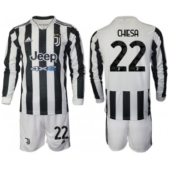 Men 2021-2022 Club Juventus home white Long Sleeve 22 Adidas Soccer Jersey