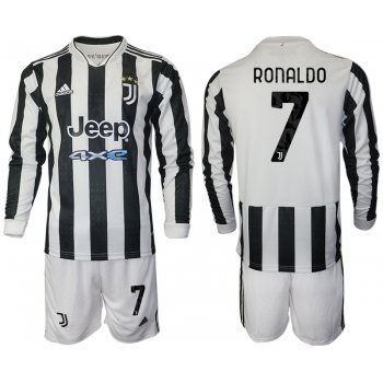 Men 2021-2022 Club Juventus home white Long Sleeve 7 Adidas Soccer Jersey