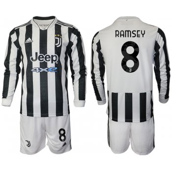 Men 2021-2022 Club Juventus home white Long Sleeve 8 Adidas Soccer Jersey
