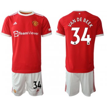 Men 2021-2022 Club Manchester United home red 34 Adidas Soccer Jersey