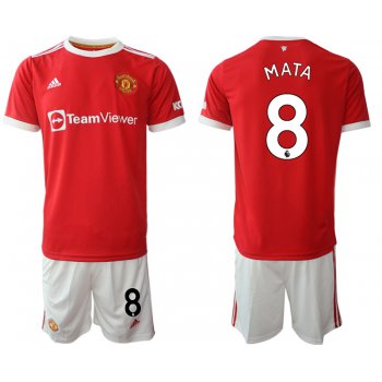 Men 2021-2022 Club Manchester United home red 8 Adidas Soccer Jersey