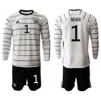 Men 2021 European Cup Germany home white Long sleeve 1 Soccer Jersey