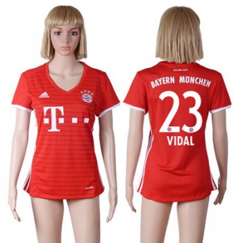 2016-17 Bayern Munich #23 VIDAL Home Soccer Women's Red AAA+ Shirt
