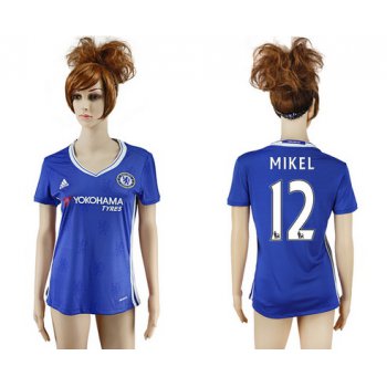 2016-17 Chelsea #12 MIKEL Home Soccer Women's Blue AAA+ Shirt