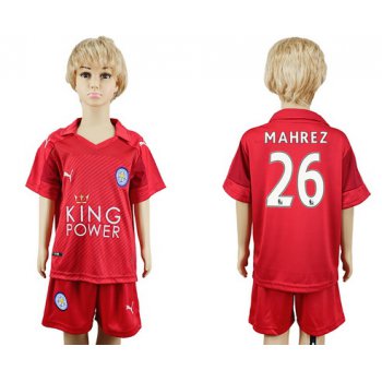 2016-17 Leicester City #26 MAHREZ Away Soccer Youth Red Shirt Kit