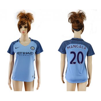 2016-17 Manchester City #20 MANGALA Away Soccer Women's Blue AAA+ Shirt